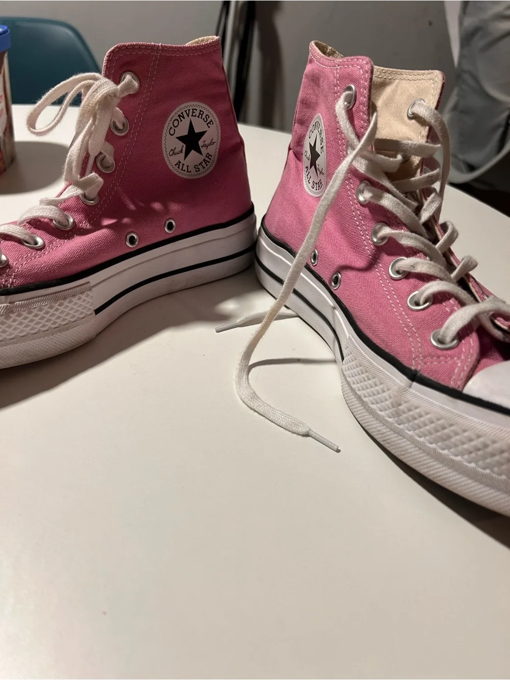 UNISEX Converse Pink High-Top Platform Sneakers